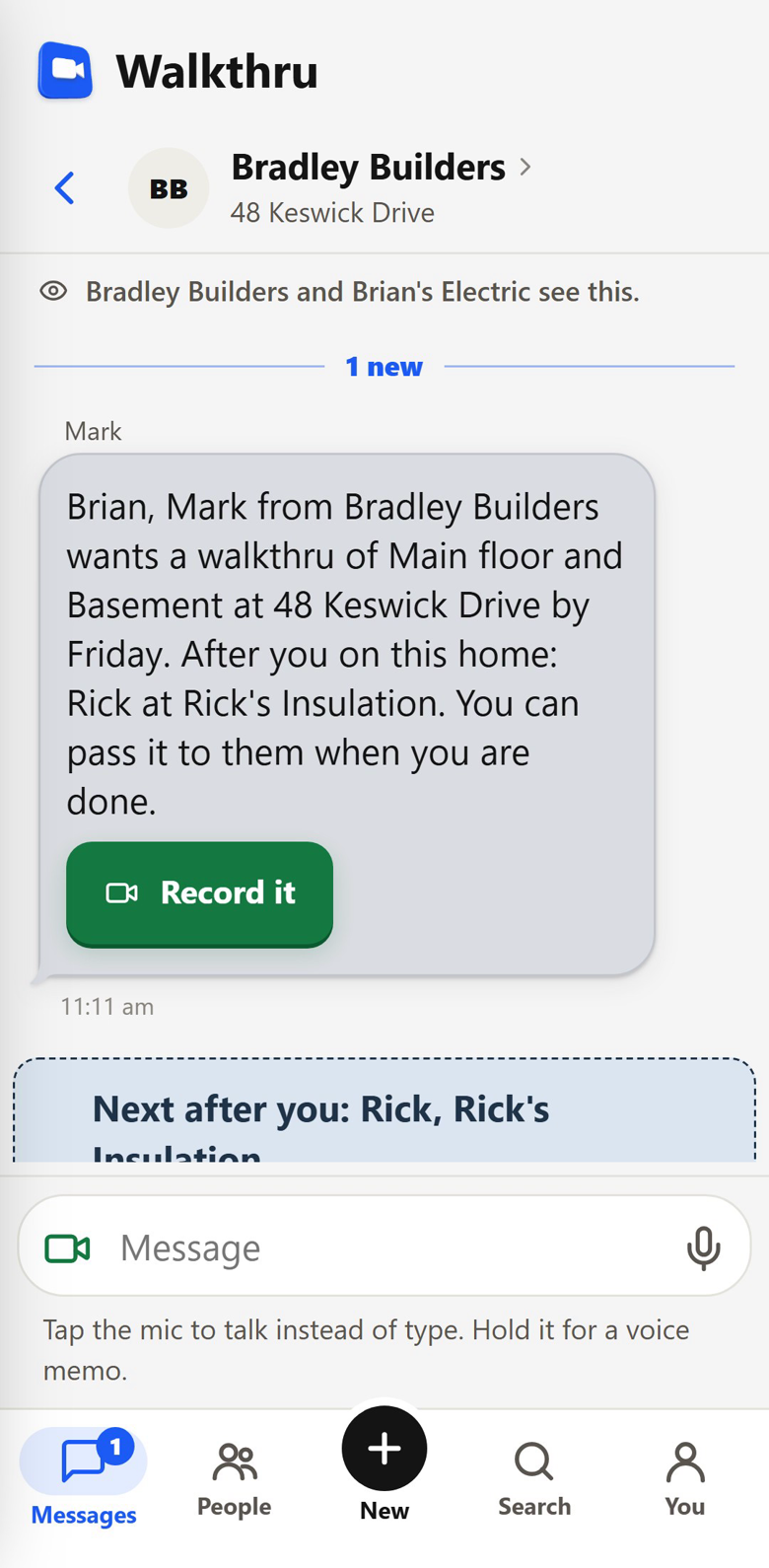 The link a trade taps: the ask on top, one button